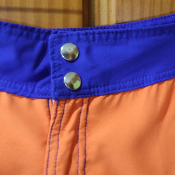 Liquid Men Orange & Blue Short Swim Trunks Vacation Beach 34 Medium - Picture 3 of 8